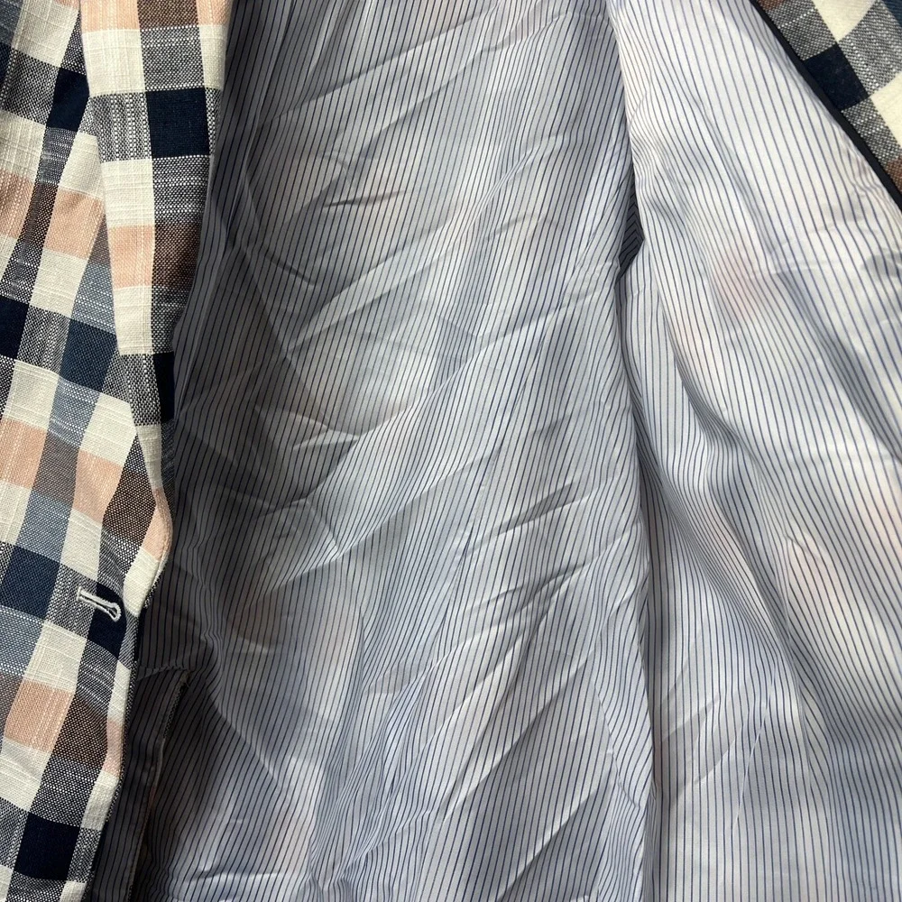Talbots Women's Blazer 16 Plaid Colorful Cotton Single‎ Breasted Lined Pockets
